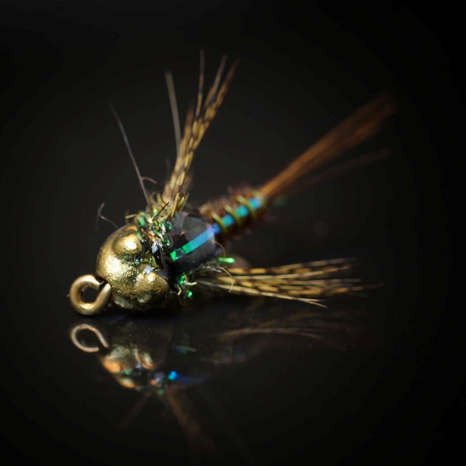 Black Balanced Leeches. Set of 3. Fl. Green Tungsten Beads Fly Fishing  Flies. Marabou Tail