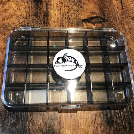Fly Fish Food Logo Fly Box, Ultra Clear 24 Compartment - Large