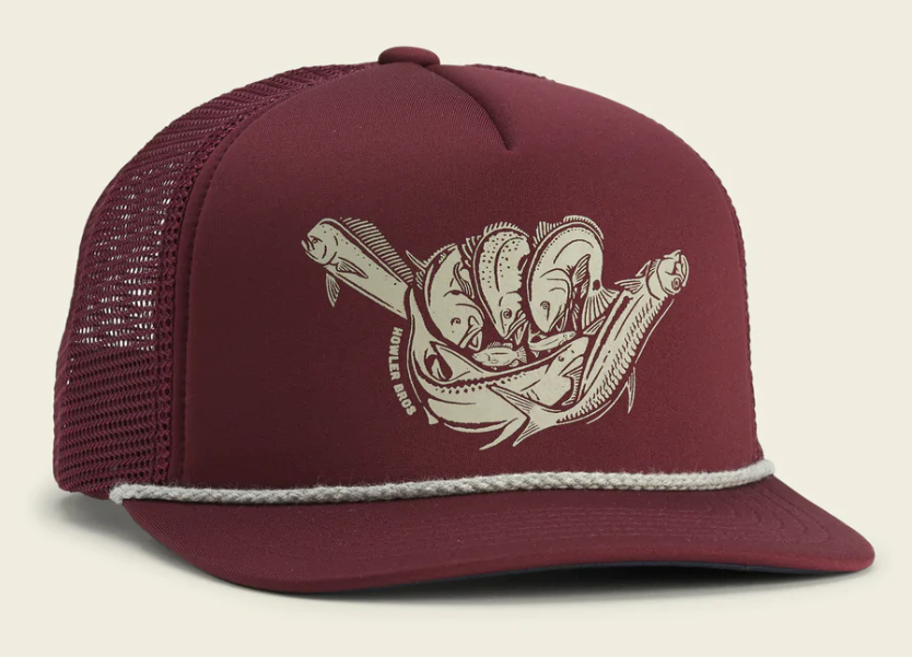 Howler Bros Unstructured Snapback Hat - Fish Shaka - Burgundy